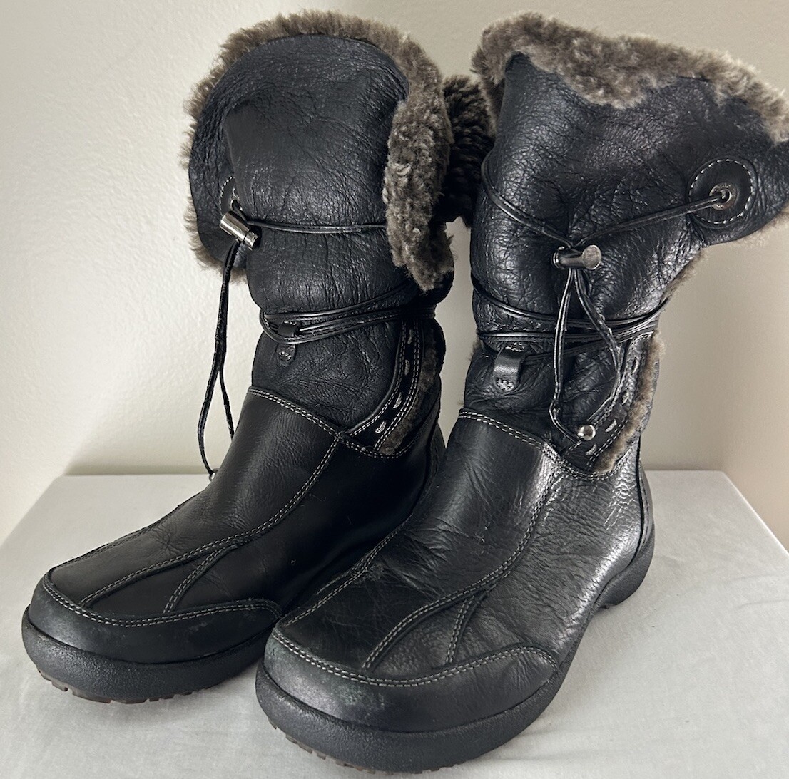 BLONDO PB1886-21 WOMEN'S BLACK LEATHER Fur lined WINTER BOOTS SIZE 8M