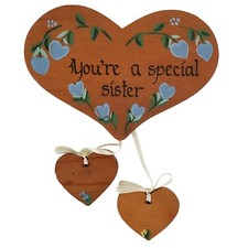 You're a Special Sister Wood Heart Wall Hanging Art Handmade Handpainted