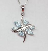 Exklusiver 2,75 Carat Blautopas AnhäNger 925 Silber Collier Kette Sky Blue Topas