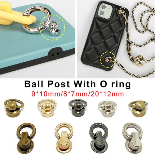Stud with O Ring Round Ball Post Screw Back Swivel Nail Head Rivet 9*10mm/8*7mm