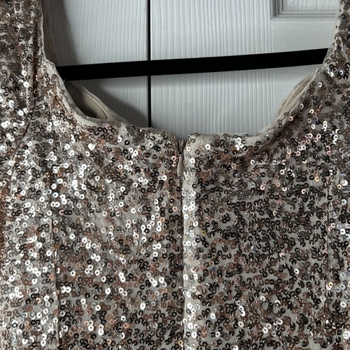 Badgley Mischka Blush Sequin Off Shoulder Gown Maxi Dress Women's Size 16 - Picture 7 of 8