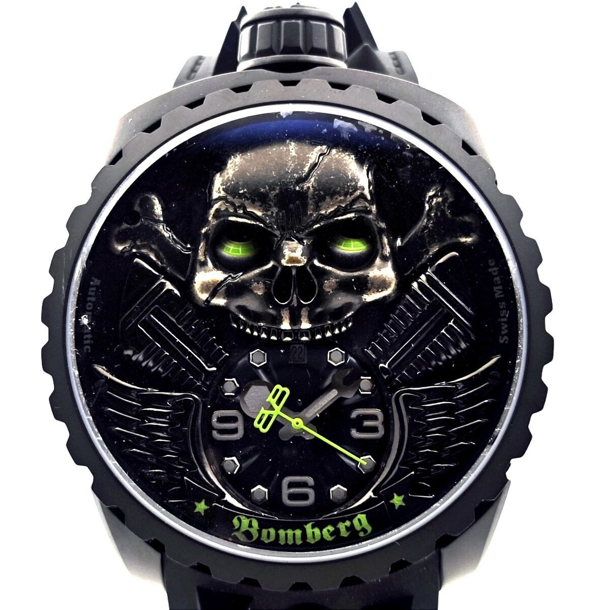 BOMBERG - RARE LIMITED 250 SKULL RIDER BLACK - Ø 47 MM BOMBERG - RARE LIMITED 250 SKULL RIDER BLACK - Ø 47 MM