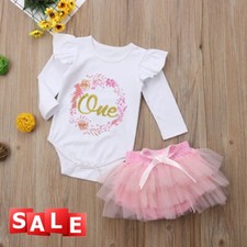 Infant Baby Girl First 1st Birthday Romper Outfits Tutu Skirt Dress Clothes Set