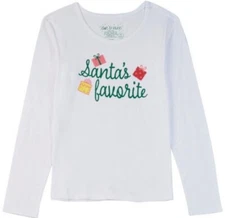 NWT Dot & Zazz Christmas Santa’s Favorite XS 4-5 Girls Long Sleeve White Tshirt
