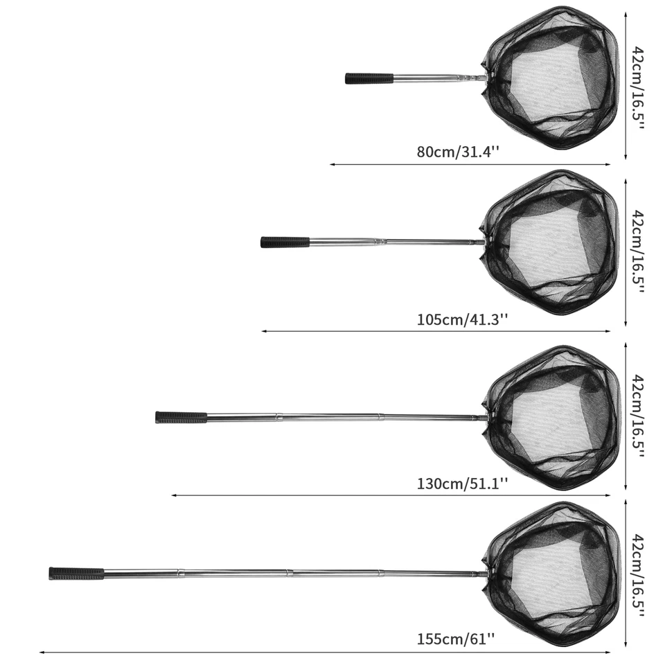 Telescopic Foldable Fishing Landing Net 155CM Carp Trout Fish Bird Catch Release - Image 4 of 4