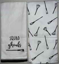 Halloween Tea Towels Kitchen Bewitched  Set Of 2 Squad Ghouls 18x27 ~NEW~
