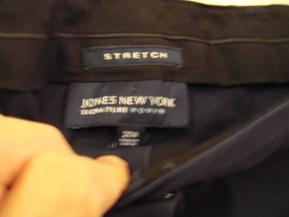 Pantalones Mujer Jones New York Signature Mujer Elastizados Azul Marino Plisados Puños Talla 20W Foto 3 de 4