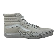 Vans Sk8 Hi Flame Suede Men's 13 White on White Skate Shoes New