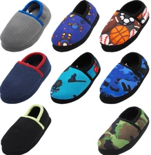 Norty Little Kid / Big Kid Boy's Fleece Memory Foam Slip On Indoor Slippers Shoe