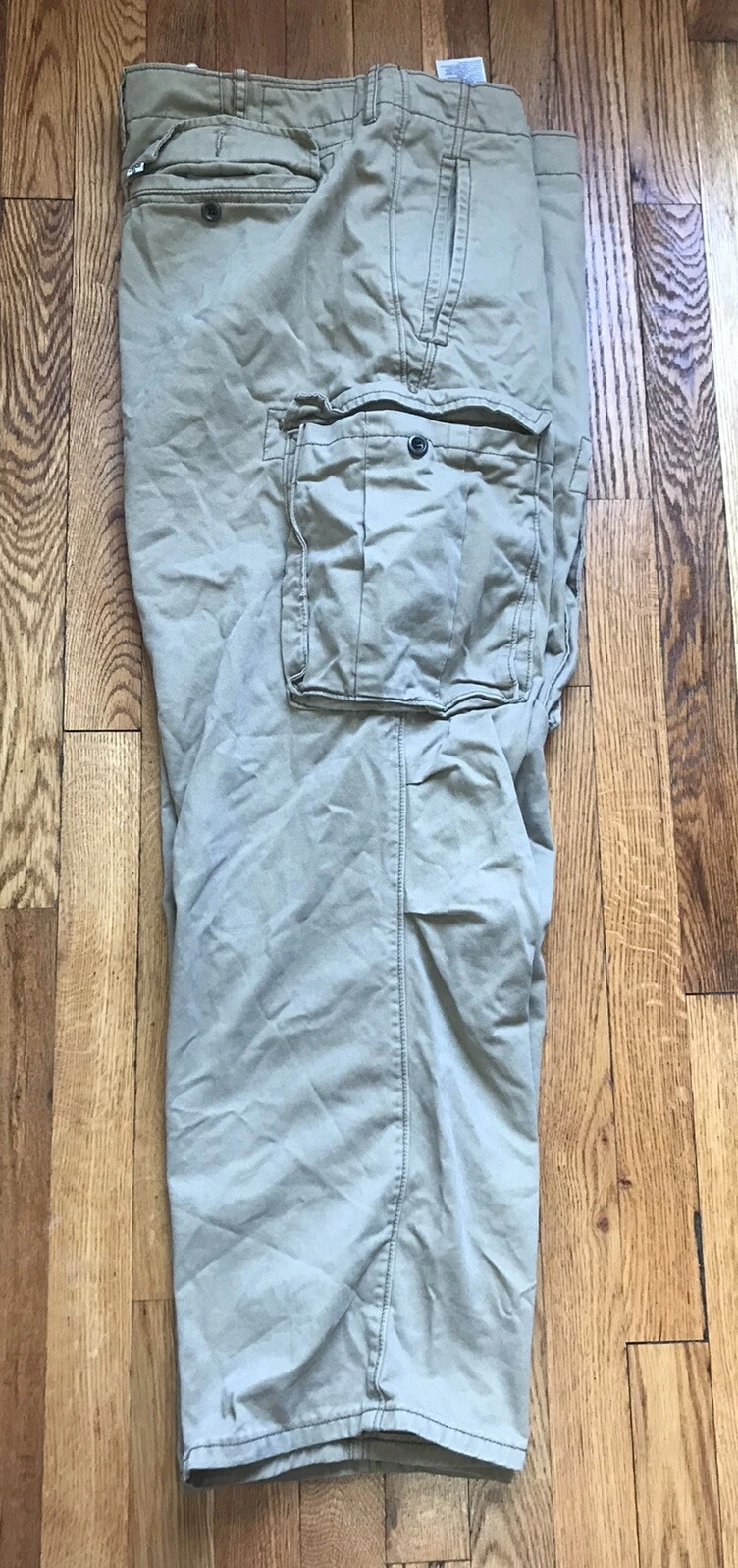 Levi's Cargo Pants Mens 44x 27 Beige Cotton Big & Tall Outdoor Hiking Flat Front