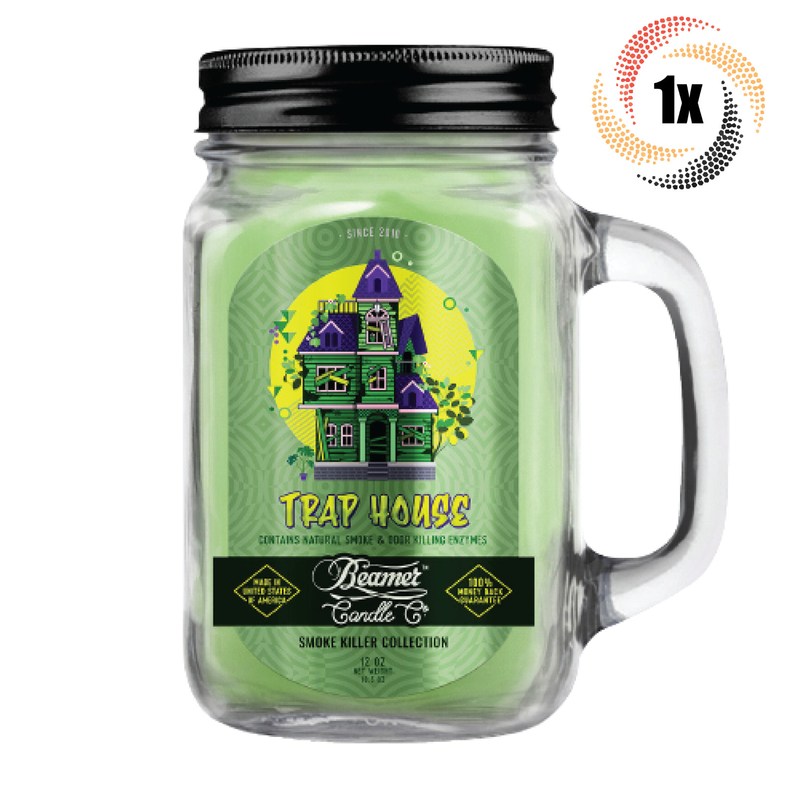 1x Баночная свеча-излучатель Co Trap House Killer Smoke Collection Ароматическая свеча 12 унций