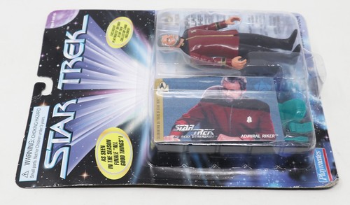VINTAGE 1996 PLAYMATES STAR TREK ADMIRAL WILLIAM T. RIKER + COLLECTOR CARD MOC - Picture 3 of 9