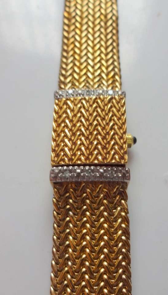 Anne Klein Diamond Swiss Watch Gold Plated Mesh Bracelet Hiden Face - Image 2 of 4