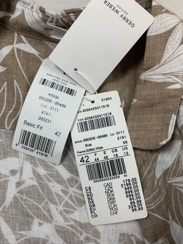 GERRY WEBER BLOUSE SHIRT 16 TAUPE CREAM Floral Linen Sleeveless NEW RRP £80 - Picture 9 of 15