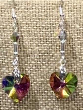 OFFERTA DOLCE*ORECCHINI GOCCIA CUORE CRISTALLO SWAROVSKI VINTAGE-SIL.- NUOVI