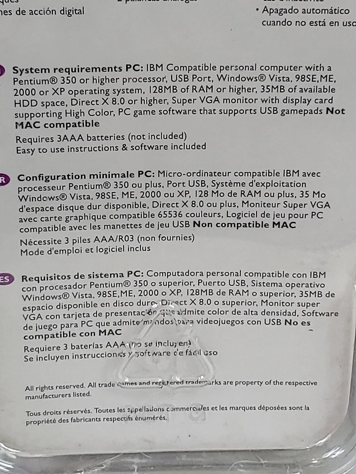 PHILIPS WIRELESS PC GAME ANALOG CONTROLLER SGC2910BB/27 w/USB Receiver Dongle - Image 3 of 4