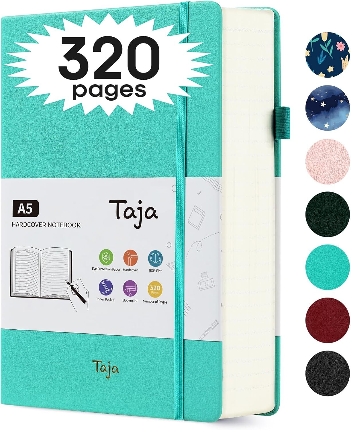 A5 Lined Journal Notebook 320 Pages in Aquamarine Blue-image