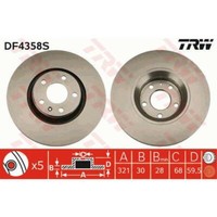 TRW 2X Bremsscheibe Vorne 321 BelüFtet FüR Audi A6 Allroad 4FH C6 4F5