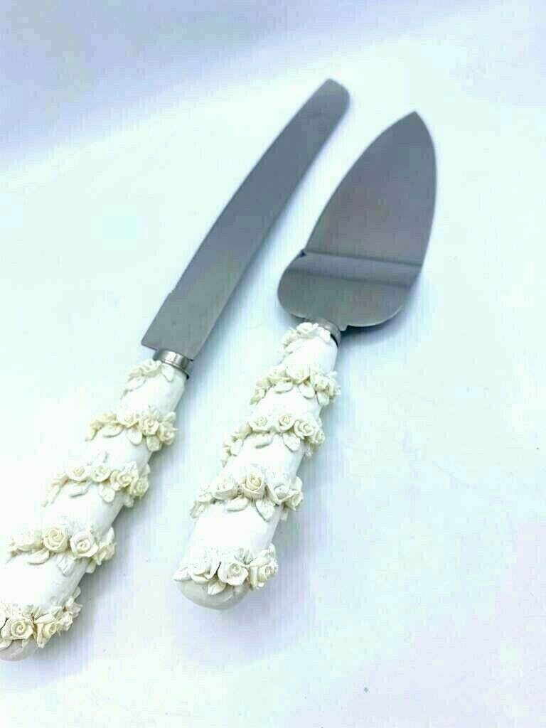 Wedding Elegant Cake Knife Server Set Faux StainSteel Our Wedding Cake