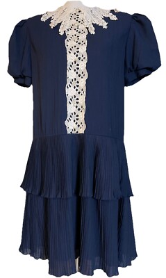 dress vfemage pleated VFEMAGE FLORAL PLEAT DETAIL MIDI BODYCON DRESS SIZE 16 NWOT