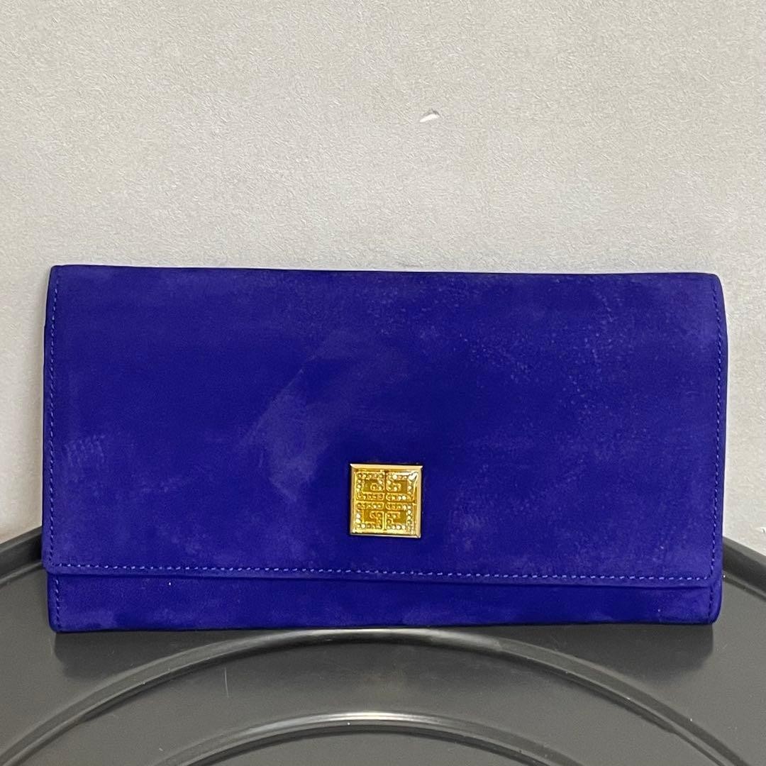 Coin Purse Givenchy Suede Fabric Long Wallet Royal Blue S
