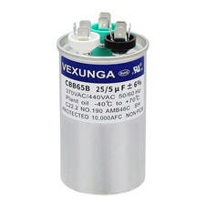 25/5 uF 25 5 MFD 370V or 440V Dual Run Start Round A/C Capacitor 25 5 370...