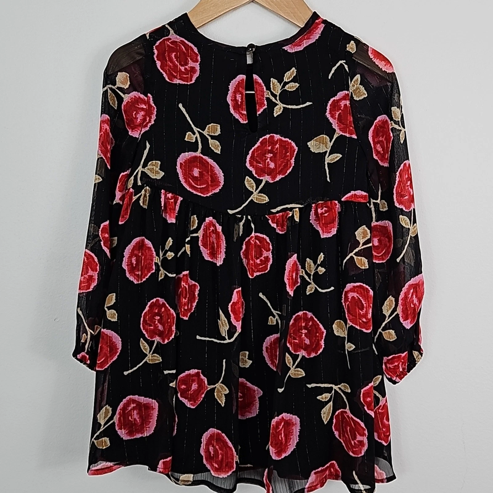 Abito Kate Spade Hazy Rose in chiffon metallizzato nero e rosso bambino 4 anni