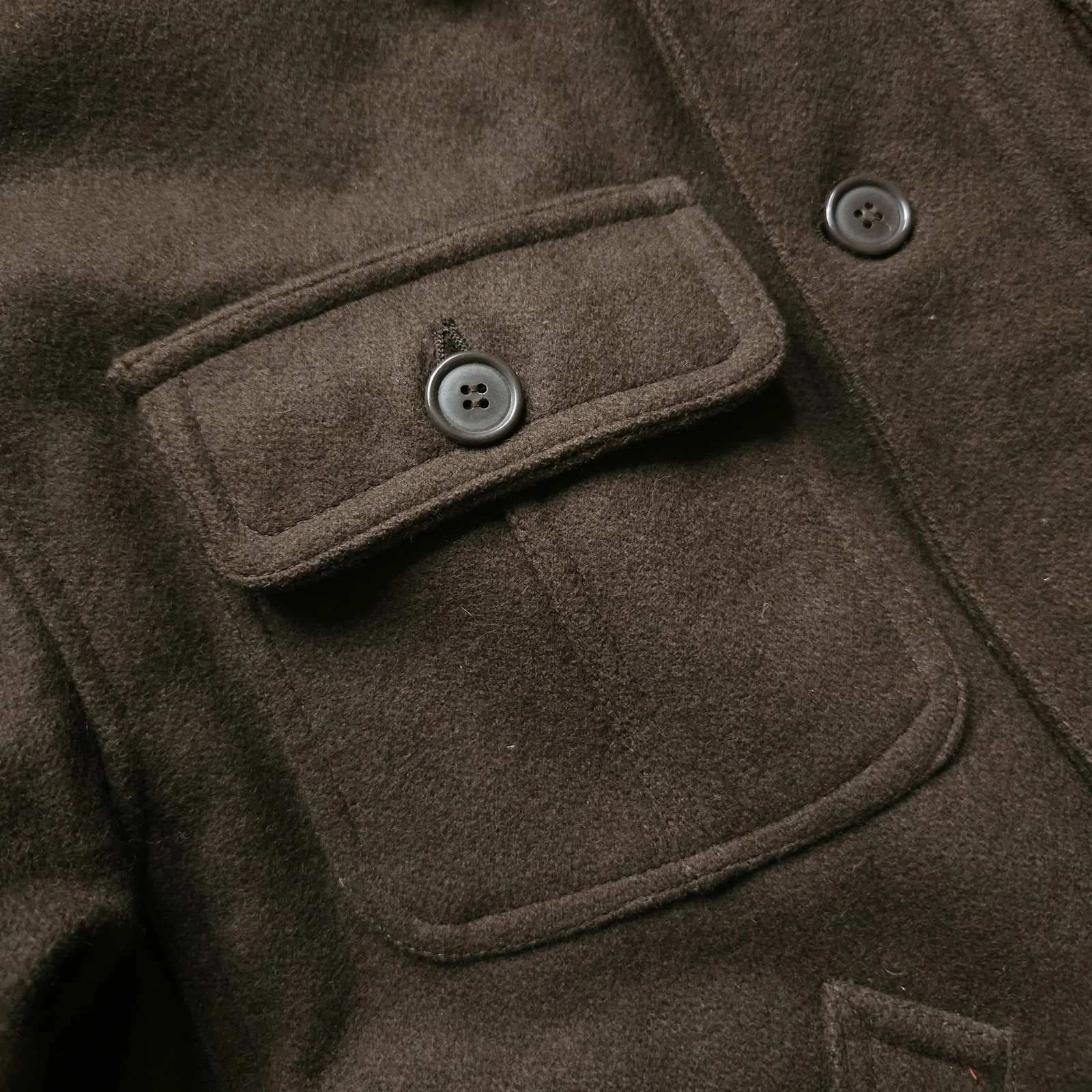 VTG DWW Made in Japan Thick Sturdy Melton Wool Hooded Utility Jacket Brown 38 S image 8