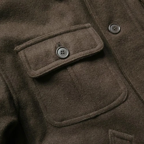 VTG DWW Made in Japan Thick Sturdy Melton Wool Hooded Utility Jacket Brown 38 S image 8