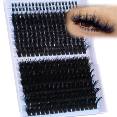 CORUSCATE Spikes Lash Clusters with Bottom Lashes 160D+260D Cluster Black