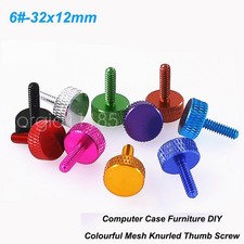 UNC Mesh Knurled Thumb Screw Aluminum Alloy Hand Tighten Bolts 6-32x12 Home DIY