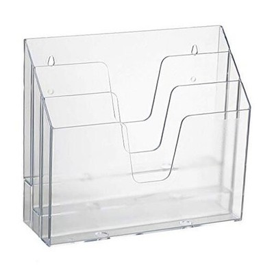  Horizontal Triple File Folder Holder Organizer (Clear Crystal Color) 