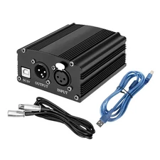FIFINE 48V Phantom Power with Output/Input, Power Supply for Condenser Microphon