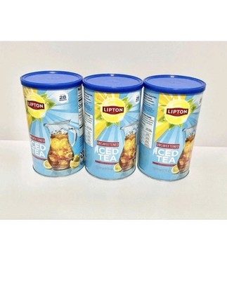 3 PACK NEW Lipton Caffeinated Unsweetened Instant Iced Tea 28 Quarts