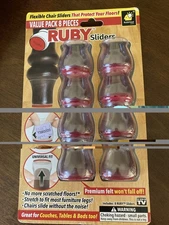 Ruby Sliders - 8 Pieces - Flexible Chair or Leg Sliders Helps Prevent Scratches