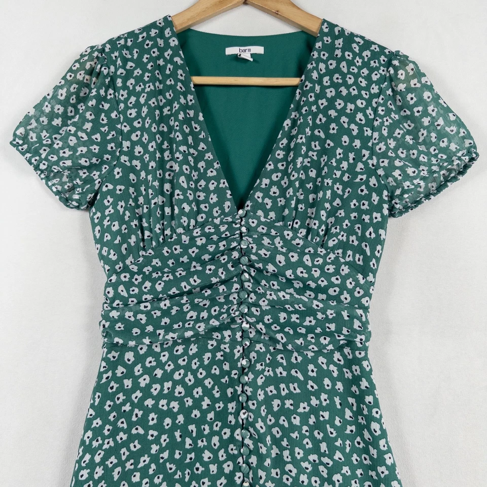 Maxi Vestido Bar III Para Mujer XS Verde Floral Abotonado Suave Niña Romántico Femenino Foto 2 de 4