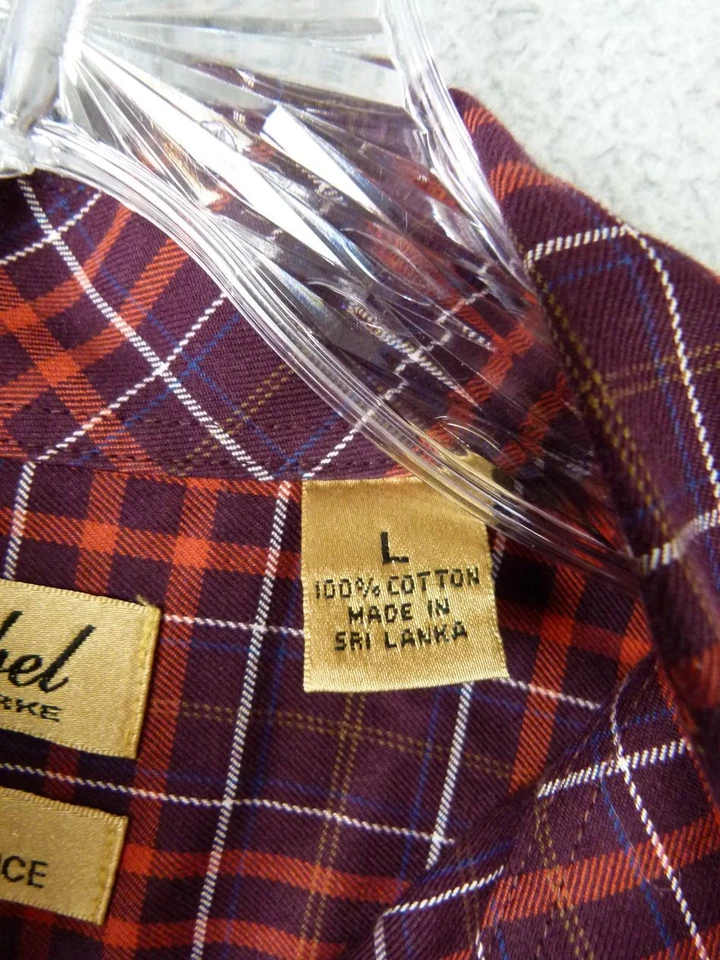 Gold Label Roundtree & Yorke Mens Large Burgundy Plaid Long Sleeve Shirt - Image 4 of 4