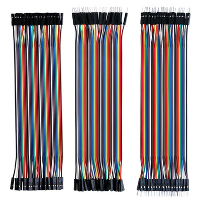 120pcs Multicolored Dupont Wire 40pin Male to Female, 40pin Male to Male, 40pin
