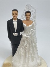 Statuina vintage in gesso matrimonio cake topper sposi anni 50 60