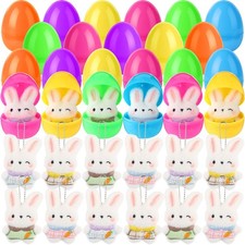 48 Pcs/ 24 Sets Prefilled Easter Eggs with Bunny Plush Keychains for 3.7inch ...
