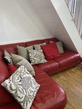 Red Leather L-Shaped 5 Seat Corner Sofa