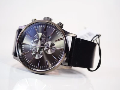 Reloj Nixon Sentry Cronógrafo Cuero - Todo Gunmetal / Negro A405-680 Nuevo Con Etiquetas - Imagen 1 de 4