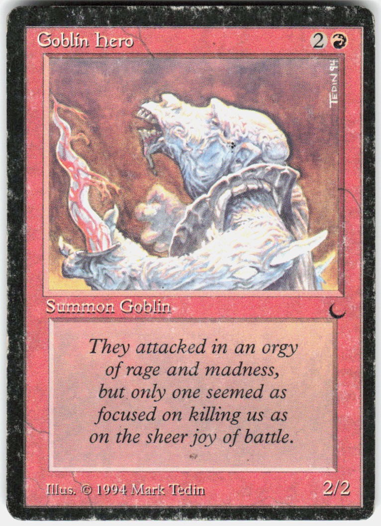 Goblin Hero Common The Dark Magic: The Gathering Heavily Played