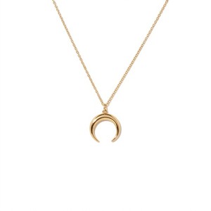 Authentic 925 Sterling Silver Crescent Moon Horn Pendant Necklace 14K Gold Plated Women