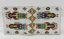 Native American Beaded Leather Long Wallet Coin Purse vtg Indigenous