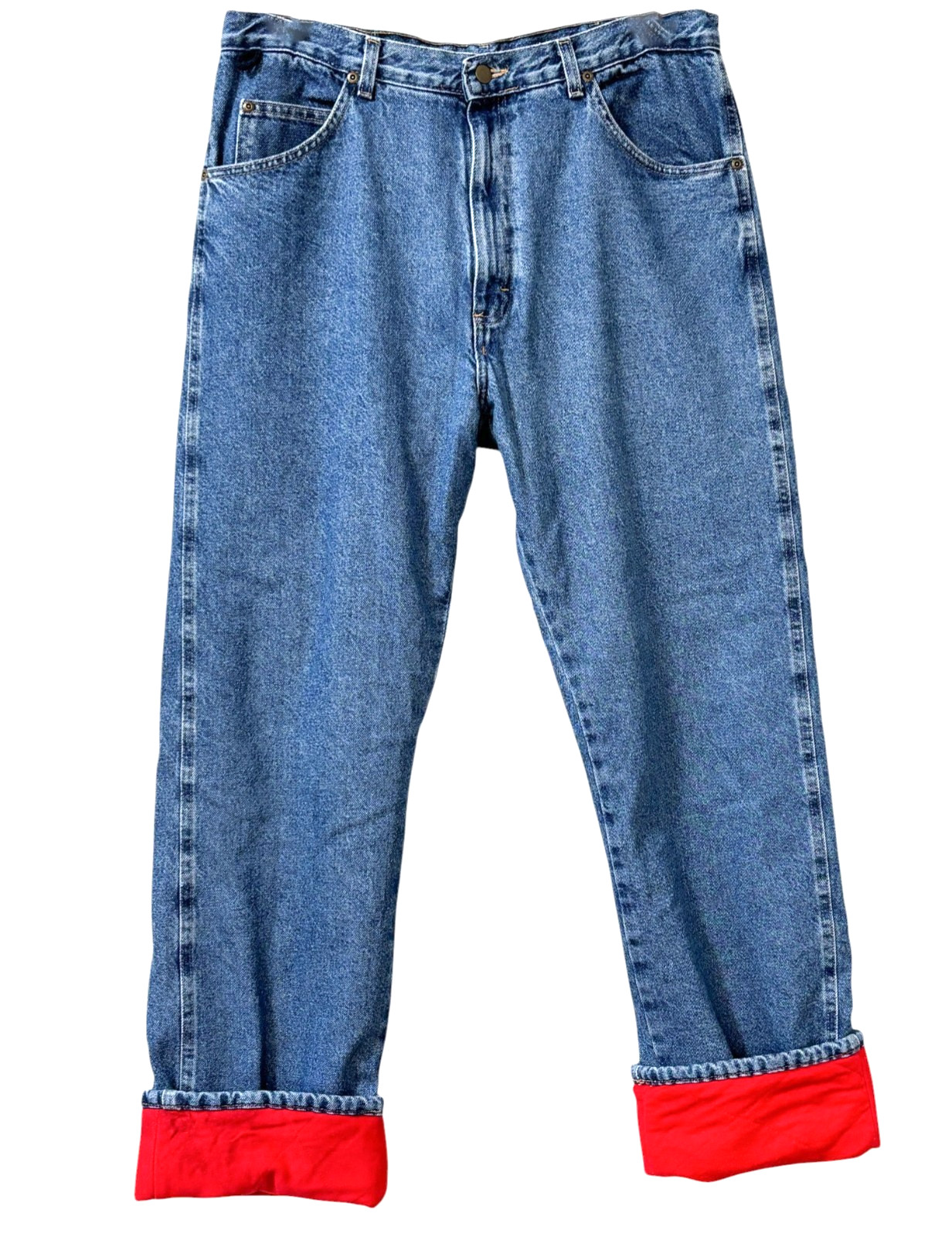 Mens Size 34x32 Blue Thermal Rugged Wear Cotton