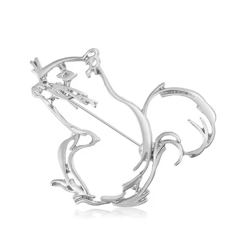 Vintage Silver Hollow Squirrel Brooch Sparkling Animal Pin Fall Autumn Jewelry G