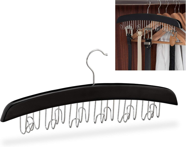 GüRtelhalter Kleiderschrank, Haken FüR 12 GüRtel, 360° Drehbarer Haken, Holz, 17-image