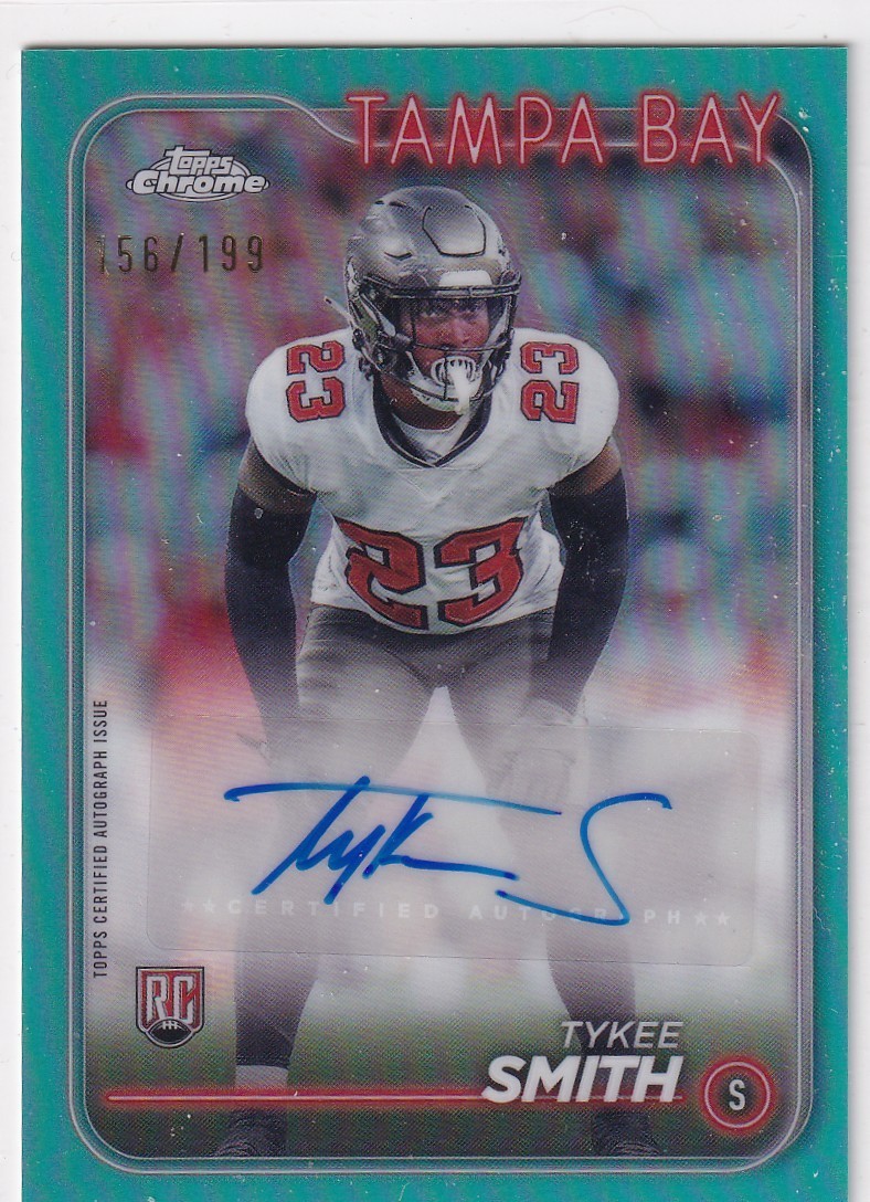 Tykee Smith Topps Chrome Rookie Autographs Variations #RATSM Aqua Refractor