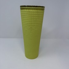 Starbucks Venti Tumbler Meadow Yellow 24oz Soft Touch Square Grid Cold Cup